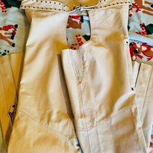 Harley-Davidson Cream Leather Chaps with Studs